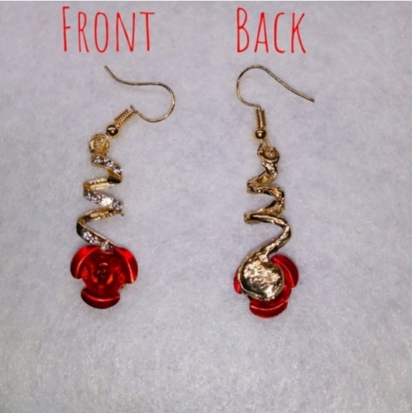 🎀Beautiful Rose Rhinestone Drop Earrings - Picture 2 of 5